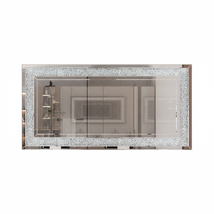 P&P Silver Crushed Diamond Decorative Wall Mirror Large