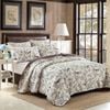 Bloomington 100% Cotton Lightly Quilted Coverlet Set Bluebird of Happiness Cream Queen