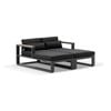 Balmoral Outdoor Aluminium And Teak Timber Daybed Lounge Charcoal & Denim Grey Cushions