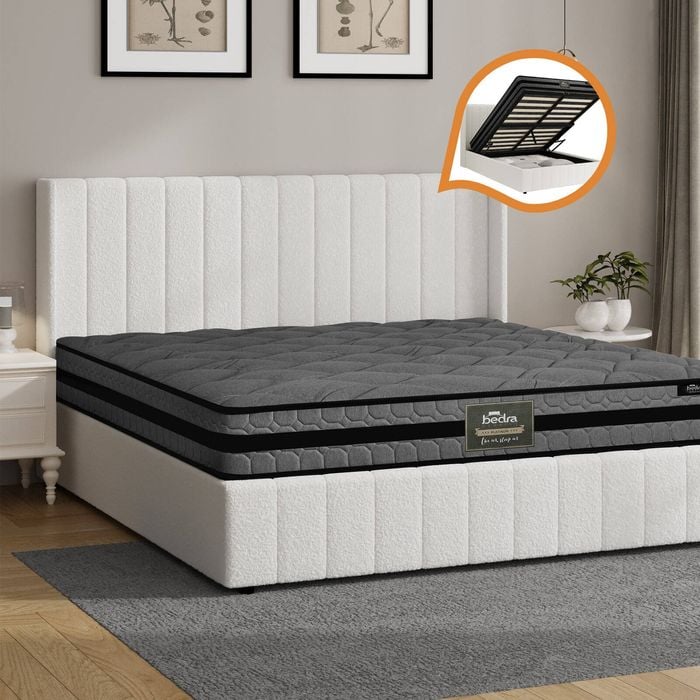 Oikiture Bed Frame Queen Gas Lift Storage Mattress Set BILY