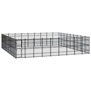 vidaXL Outdoor Dog Kennel Steel Garden Puppy Pet Enclosure Supply Cage House