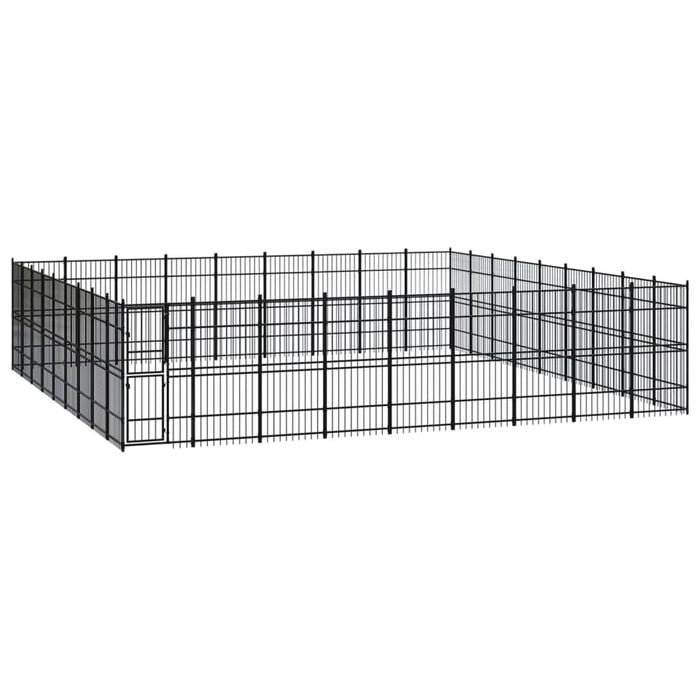 vidaXL Outdoor Dog Kennel Steel Garden Puppy Pet Enclosure Supply Cage House