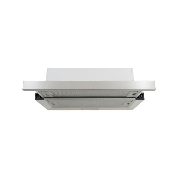 Esatto 60cm White Stainless Steel Fascia Slide Out Ducted Rangehood