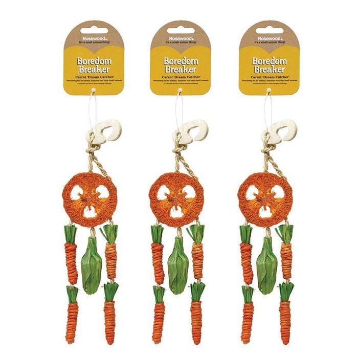 3PK Rosewood Loofa Corn Leaf 34cm Carrot Dream Catcher Hamster/Rabbit Pet Toy Orange