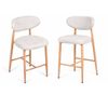 Ufurniture Set of 2 Bar Stools with Curved Backrest Linen Fabric Counter Stools Kitchen Island Stools, Beige