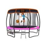 Kahuna Trampoline 8 Ft With Basketball Set And Roof Cover - Pink