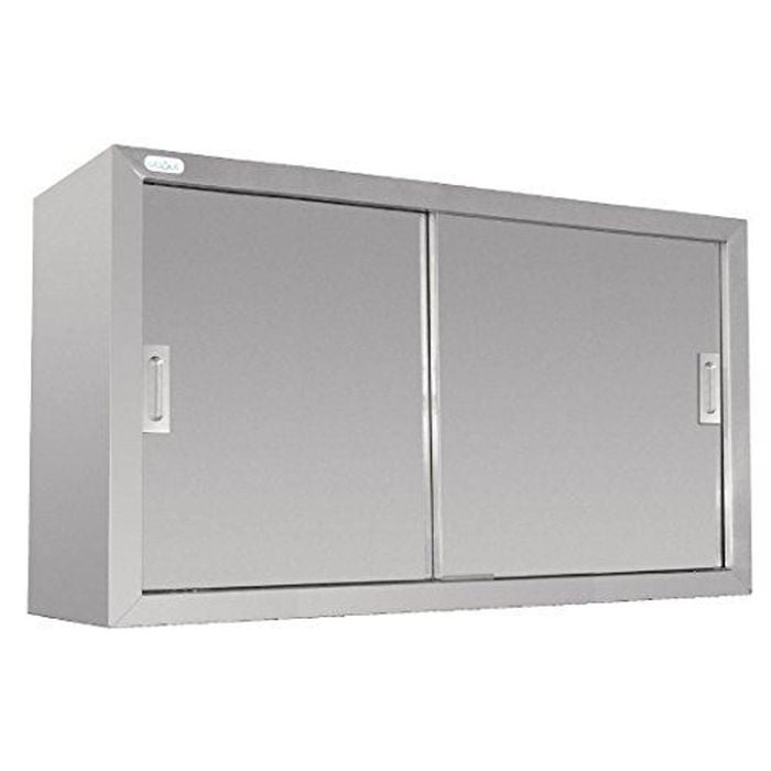 Vogue Stainless Steel Wall Cupboard 1200mm Sliding Doors Kitchen Storage 600 X 1200 X 300mm