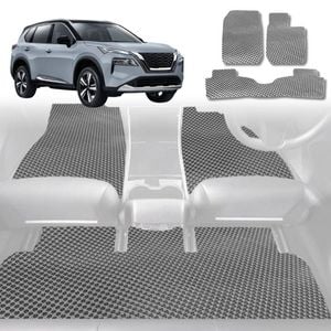 6D Diamond Car Floor Mats for Nissan X-TRAIL 2022-Current-Full Set-Grey-Outback GT