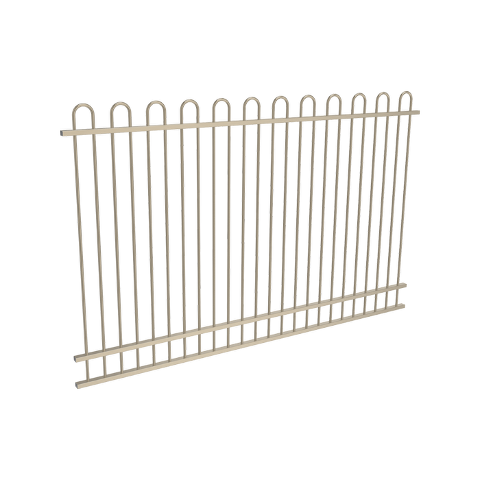 ProtectorAl 2400 x 1500mm Paperbark Aluminium Loop Top Pool Fence Panel With Mid Rail