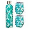 3pc Porta Summer Swirl Stainless Steel Double Wall Insulated Drinkware Set Aqua