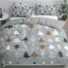 Dreamfields King Xmas Tree Grey Christmas Design Soft Quilt Duvet Doona Cover Set