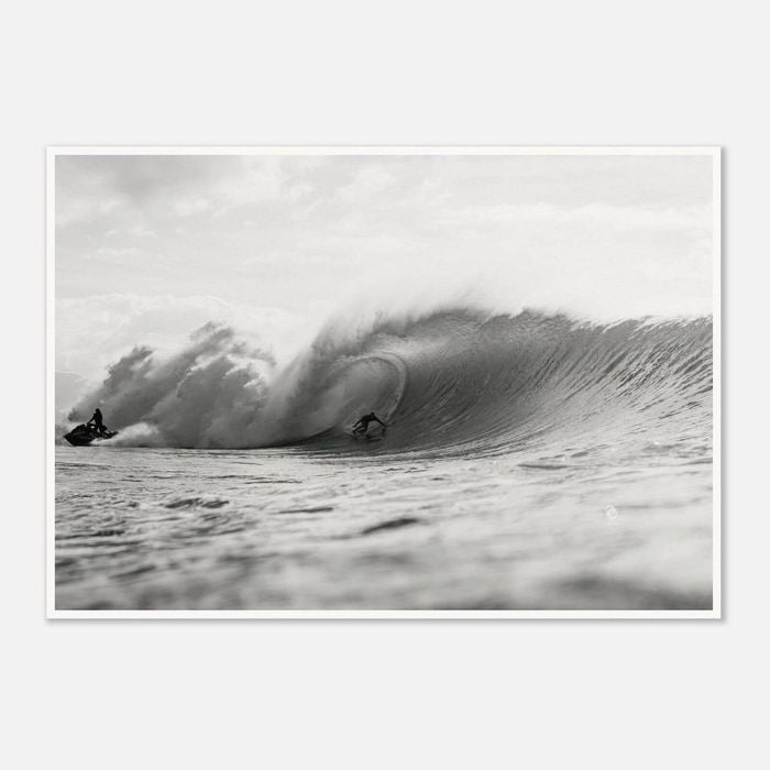 Galrie Stunning Black and White Surfing Photography - Surfing Big Break Art Print, Poster Only, A0 84 x 119cm (33 X 47inch)