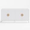 White Sideboard Buffet Unit with Wooden Semi-Circle Handles