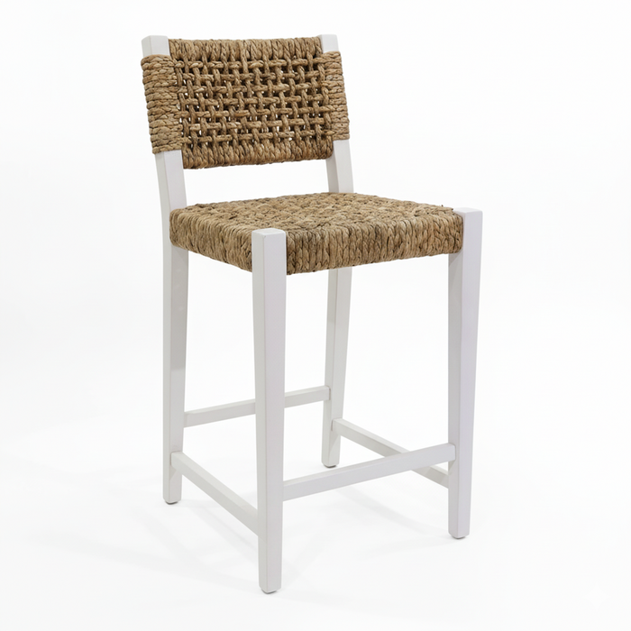 Genex Designs Oliver Coastal Counter Chair w/Back White