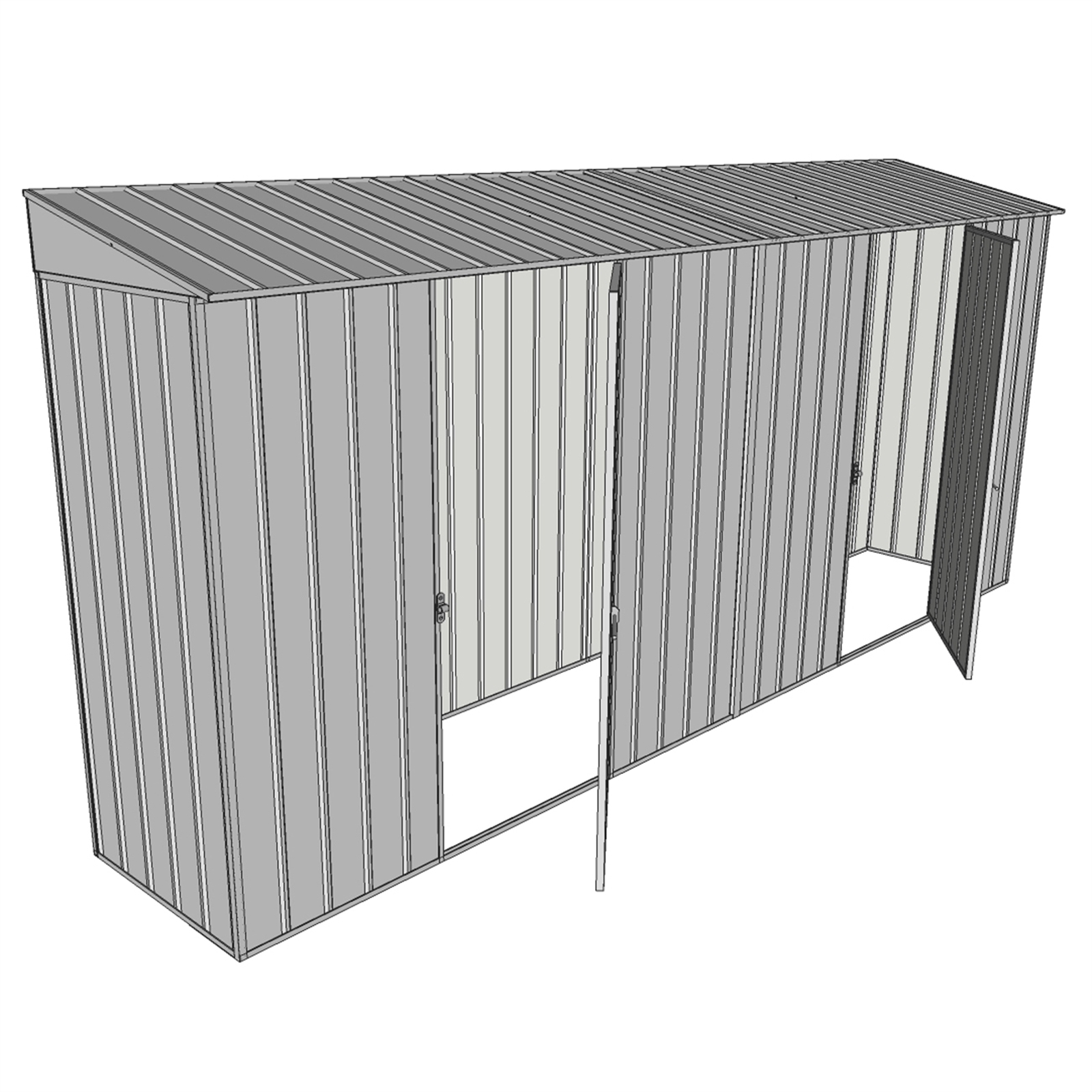 Build-a-Shed 0.8 x 4.5 x 2m Skillion Single Hinged Door Shed with Dual Single Sliding Side Doors - Green thumbnail 2
