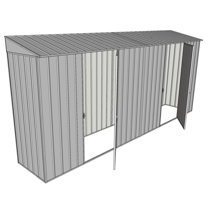 Build-a-Shed 0.8 x 4.5 x 2m Skillion Dual Single Hinged Side Doors Shed - Zinc