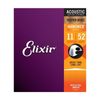 Elixir #16027 Acoustic Nanoweb Phosphor Bronze Guitar String 11-52 Custom Light