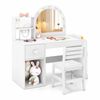 Costway Kids Vanity Set Princess Makeup Dressing Table Chair Set White