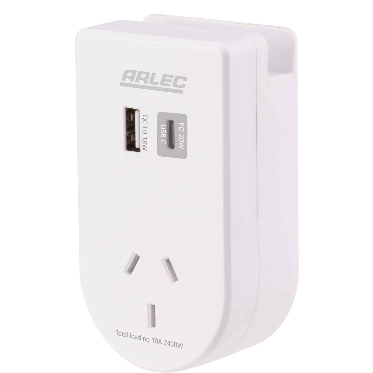Arlec Power Adaptor with Integrated Phone Mount and USB PD20W ...