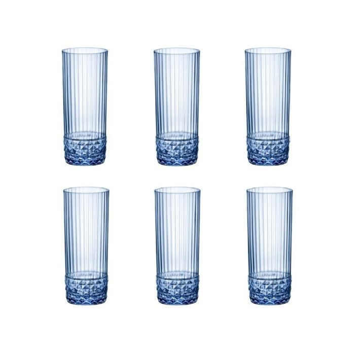 Bormioli Rocco America '20s 400ml Long Drink Glasses Set 6 - Sapphire