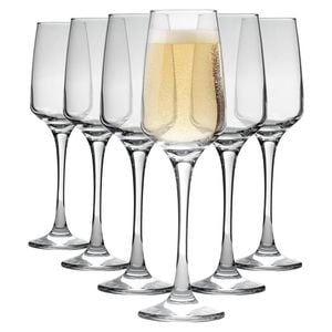 LAV 6 Piece Lal Champagne Flutes Set - Contemporary Stemware Glasses for Prosecco, Sparkling Wine - 230ml