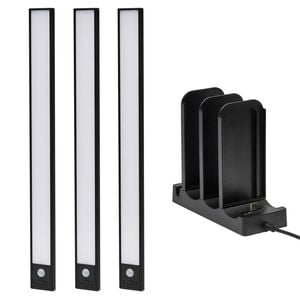 Click 400mm Black Rechargeable Magnetic Cabinet Light - 3 Pack