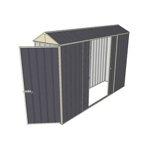 Build-a-Shed 0.8 x 3 x 2.1m Gable Single Hinged Door Shed with Double Sliding Side Door - Grey