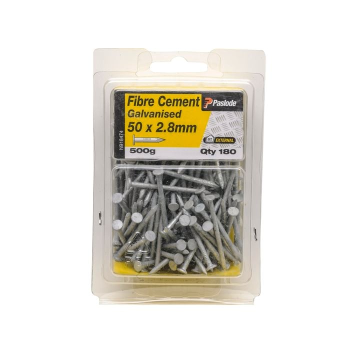 Paslode 50 x 2.8mm 500g Fibre Cement Galvanised Nails - 180 Pack