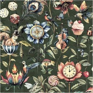 Floral Fun Animals Green, Wallpaper 10.05m x 53cm Wallpaper Boutique