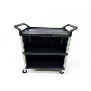 Kleaning Essentials 3 Tier Utility Trolley Closed Sides Black 1020x500x960mm