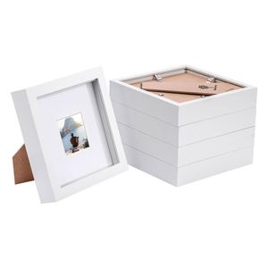 Nicola Spring 6" X 6" White 3d Box Photo Frames - 2" X 2" Mount - Pack Of 5