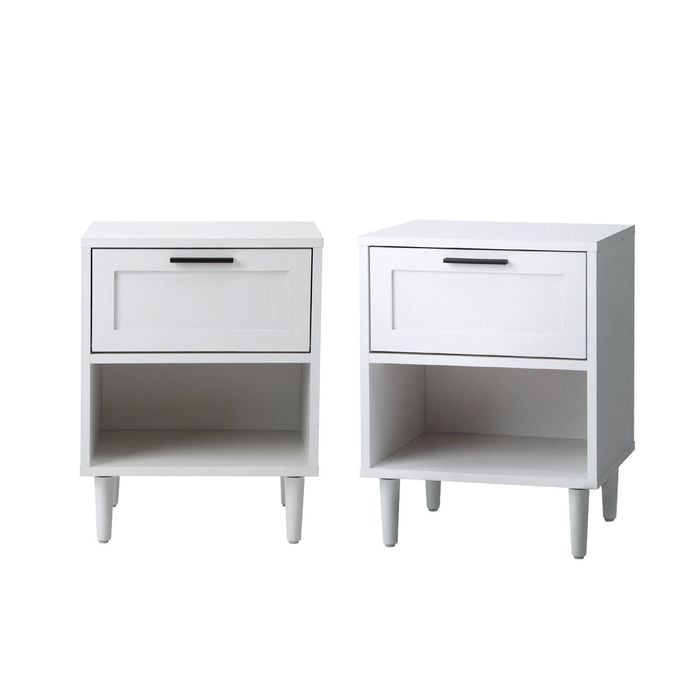 Oikiture Bedside Tables Set Of 2 Nightstand Side End Table Storage Cabinet White