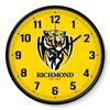 AFL Wall Clock - Richmond Tigers - Plastic - 30cm Diameter - Team Logo