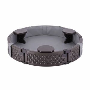 Kids 121cm Round Outdoor Sandpit With Seats Bottom Liner And Cover