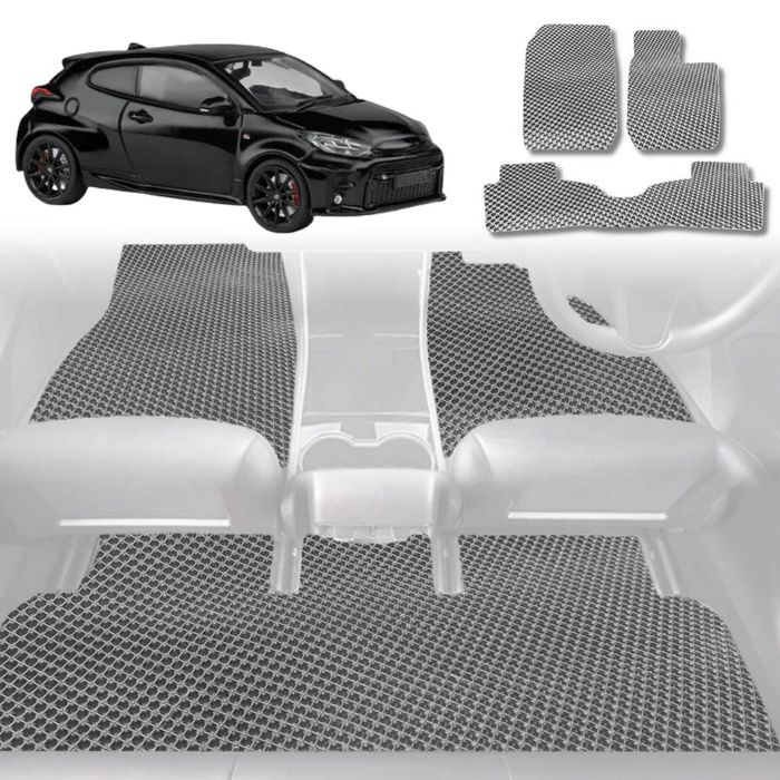 6D Diamond Car Floor Mats for Toyota GR Yaris 2021-Current-Full Set-Grey-Outback GT