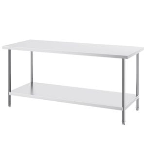 Vevor 762x1829x864mm Stainless Steel Work Table Silver for Restaurant Home Hotel