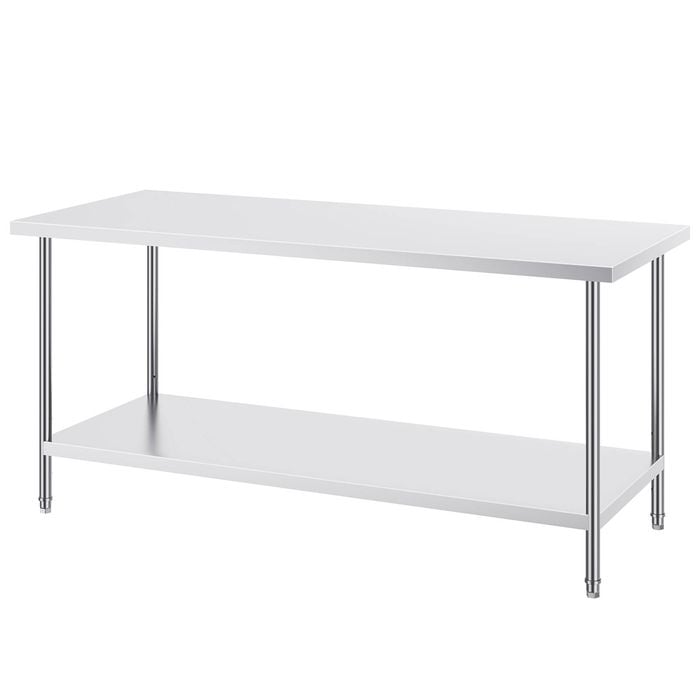 Vevor 762x1829x864mm Stainless Steel Work Table Silver for Restaurant Home Hotel