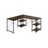 Costway L-shaped Computer Desk 2-person Convertible Corner Desk - Brown
