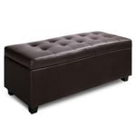 Artiss Ottoman Storage 97cm Leather Brown