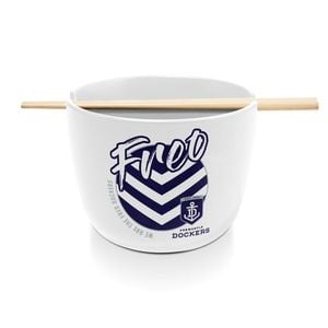 Afl Noodle Bowl With Chopsticks - Fremantle Dockers - Ceramic - 490ml Capacity