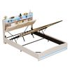 Advwin Queen Gas Lift Storage Bed Frame with Charging Station Beige