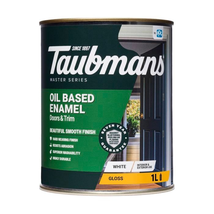 Taubmans 1L White Gloss Oil Based Enamel