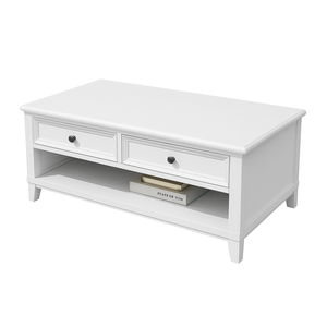 Hampton Ash Wood Coffee Table in White Finish