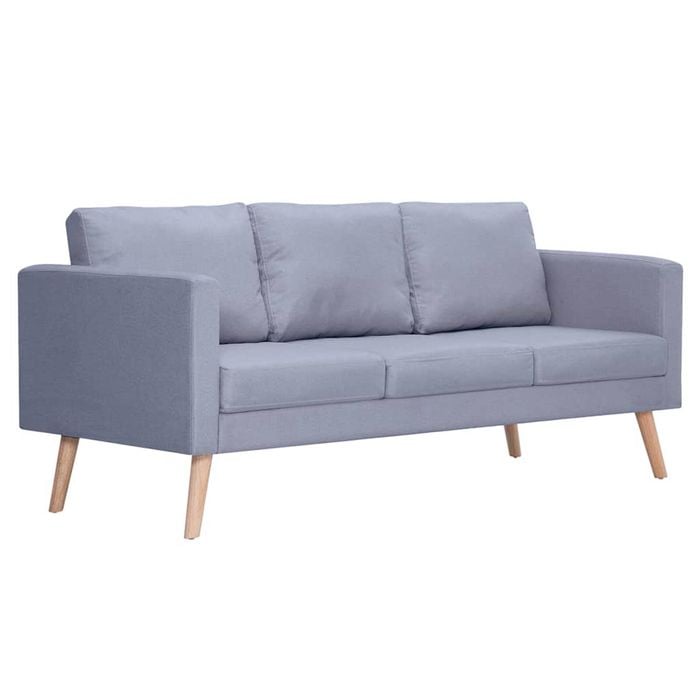 vidaXL Sofa 3-Seater Fabric Light Grey