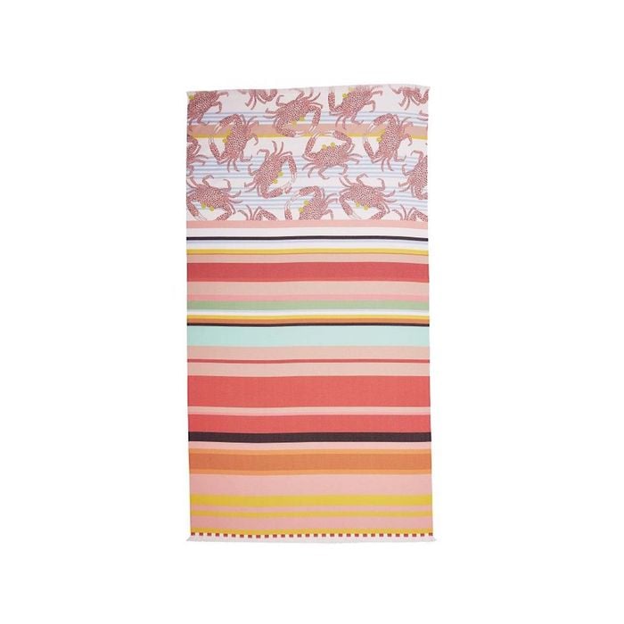 Oilily 100cm x 180cm Pink Crazy Crabs Printed Cotton Beach Towel
