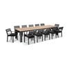 Balmoral 3.55M Outdoor Teak Top Aluminium Table With 12 Capri Chairs