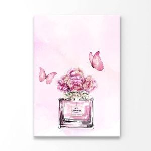 Pink Floral Perfume Butterflies  Print 100% Australian Made 90 x 120cm  (Stretched)