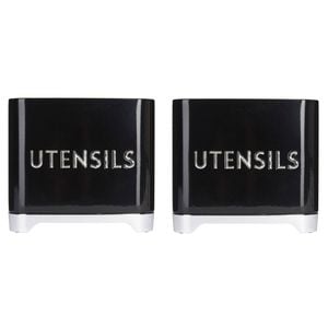 2PK Kitchen Craft Lovello Carbon Steel Utensil Tin Holder Kitchen Rack Black