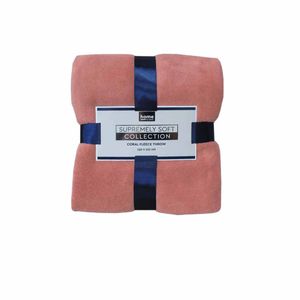 Soft Coral Fleece Throw Rug 127 X 152 Cm Pink