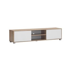 Avery Entertainment Unit Tv Cabinet Lowline Tv Stand 180cm 2 Doors Woodgrain And White